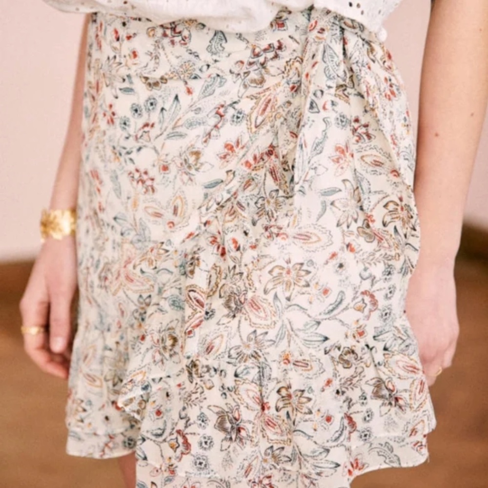 Sezane Come Mini Skirt in Botanic Garden Print Size 2 (FR34)